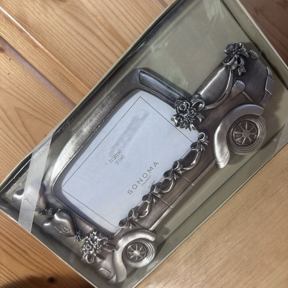 Sonoma Pewter Getaway Car Wedding Photo Frame "I Do" 3.5x5 NIB